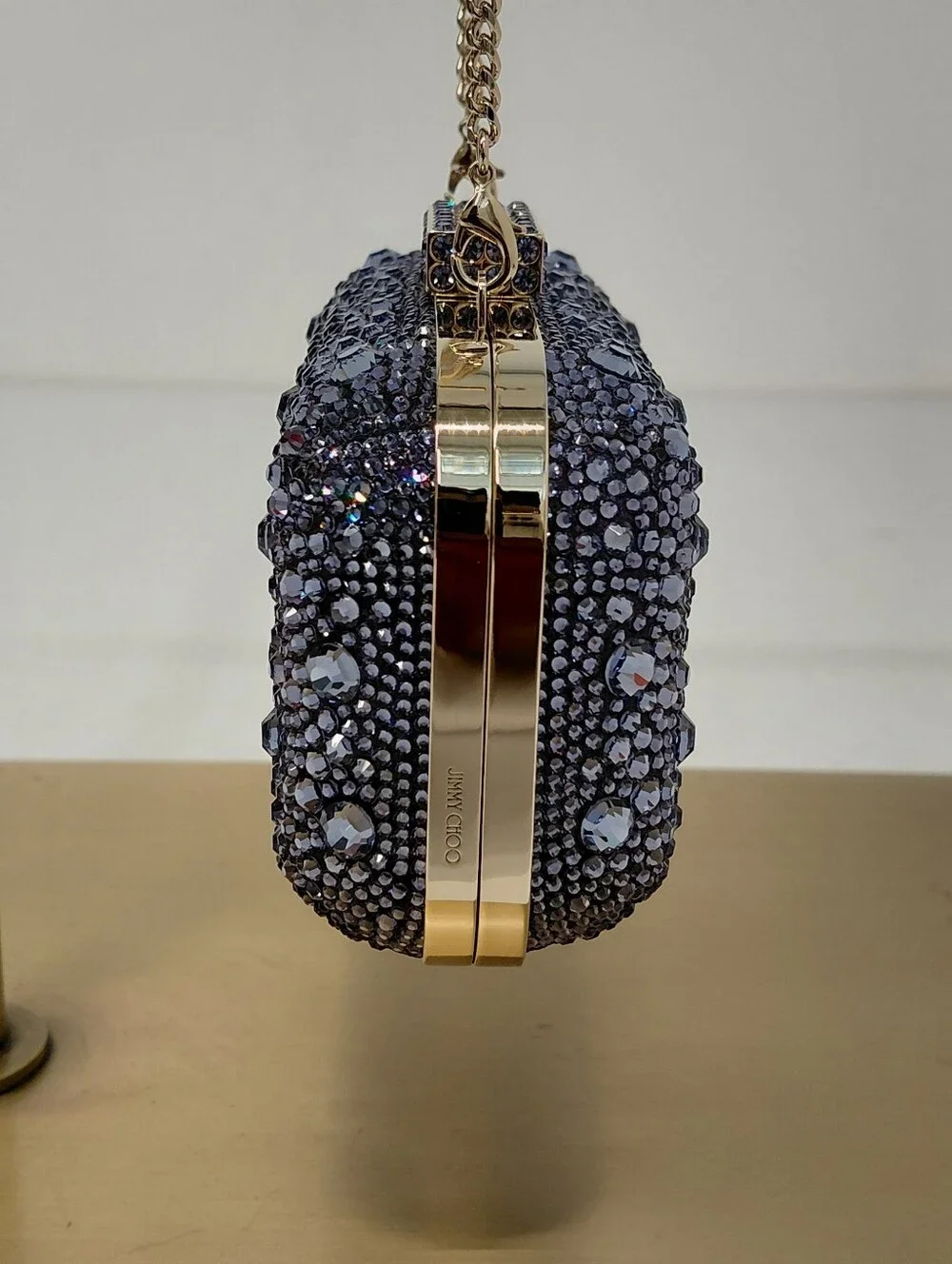 Jimmy Choo Women's Purple Crystal-Embellished Minaudière Clutch Bag